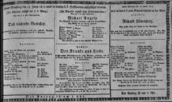 Theaterzettel (Oper und Burgtheater in Wien) 18120614 Seite: 1