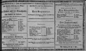 Theaterzettel (Oper und Burgtheater in Wien) 18120617 Seite: 1