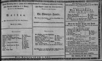 Theaterzettel (Oper und Burgtheater in Wien) 18120621 Seite: 1