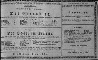Theaterzettel (Oper und Burgtheater in Wien) 18120730 Seite: 1