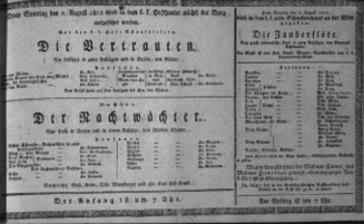 Theaterzettel (Oper und Burgtheater in Wien) 18120802 Seite: 1