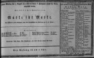 Theaterzettel (Oper und Burgtheater in Wien) 18120803 Seite: 1