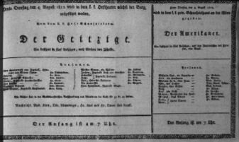 Theaterzettel (Oper und Burgtheater in Wien) 18120804 Seite: 1