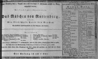 Theaterzettel (Oper und Burgtheater in Wien) 18120809 Seite: 1