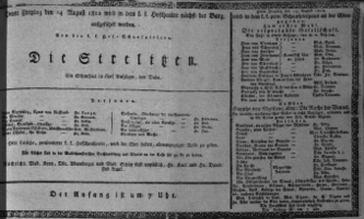 Theaterzettel (Oper und Burgtheater in Wien) 18120814 Seite: 1