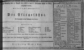 Theaterzettel (Oper und Burgtheater in Wien) 18120815 Seite: 1