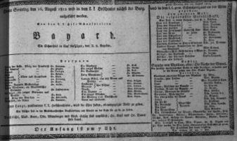 Theaterzettel (Oper und Burgtheater in Wien) 18120816 Seite: 1