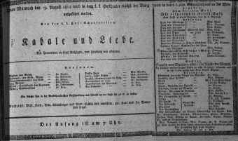 Theaterzettel (Oper und Burgtheater in Wien) 18120819 Seite: 1
