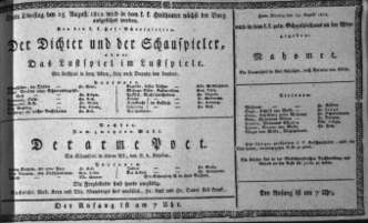 Theaterzettel (Oper und Burgtheater in Wien) 18120825 Seite: 1