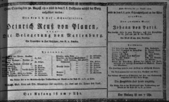 Theaterzettel (Oper und Burgtheater in Wien) 18120830 Seite: 1