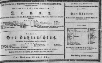 Theaterzettel (Oper und Burgtheater in Wien) 18120905 Seite: 1