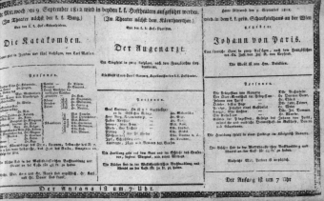 Theaterzettel (Oper und Burgtheater in Wien) 18120909 Seite: 1