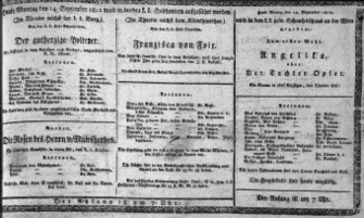 Theaterzettel (Oper und Burgtheater in Wien) 18120914 Seite: 1