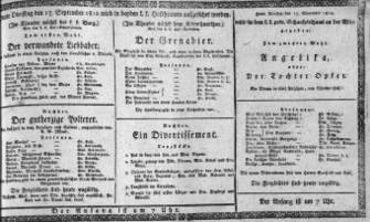 Theaterzettel (Oper und Burgtheater in Wien) 18120915 Seite: 1