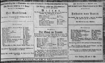 Theaterzettel (Oper und Burgtheater in Wien) 18120917 Seite: 1
