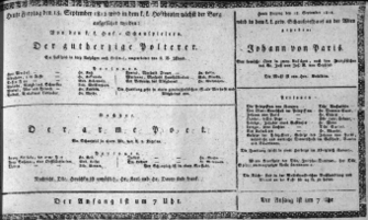 Theaterzettel (Oper und Burgtheater in Wien) 18120918 Seite: 1