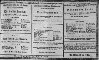 Theaterzettel (Oper und Burgtheater in Wien) 18120925 Seite: 1