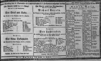 Theaterzettel (Oper und Burgtheater in Wien) 18120926 Seite: 1