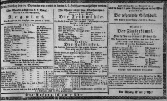 Theaterzettel (Oper und Burgtheater in Wien) 18120929 Seite: 1