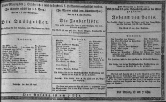 Theaterzettel (Oper und Burgtheater in Wien) 18121005 Seite: 1