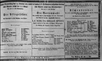 Theaterzettel (Oper und Burgtheater in Wien) 18121015 Seite: 1