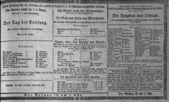 Theaterzettel (Oper und Burgtheater in Wien) 18121016 Seite: 1