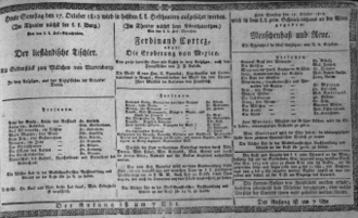 Theaterzettel (Oper und Burgtheater in Wien) 18121017 Seite: 1