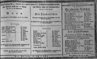 Theaterzettel (Oper und Burgtheater in Wien) 18121023 Seite: 1