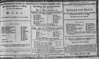 Theaterzettel (Oper und Burgtheater in Wien) 18121026 Seite: 1