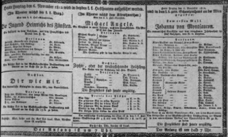 Theaterzettel (Oper und Burgtheater in Wien) 18121106 Seite: 1