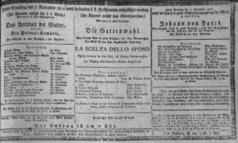 Theaterzettel (Oper und Burgtheater in Wien) 18121107 Seite: 1