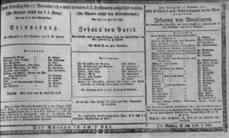 Theaterzettel (Oper und Burgtheater in Wien) 18121117 Seite: 1