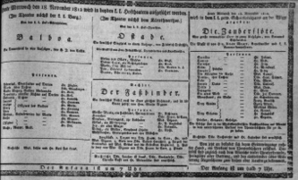 Theaterzettel (Oper und Burgtheater in Wien) 18121118 Seite: 1