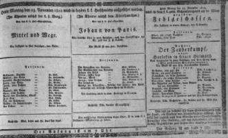 Theaterzettel (Oper und Burgtheater in Wien) 18121123 Seite: 1