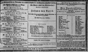 Theaterzettel (Oper und Burgtheater in Wien) 18121125 Seite: 1