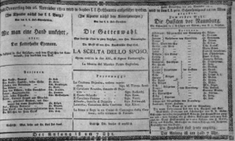 Theaterzettel (Oper und Burgtheater in Wien) 18121126 Seite: 1