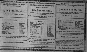 Theaterzettel (Oper und Burgtheater in Wien) 18121216 Seite: 1