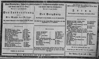 Theaterzettel (Oper und Burgtheater in Wien) 18130103 Seite: 1