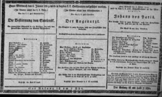 Theaterzettel (Oper und Burgtheater in Wien) 18130106 Seite: 1