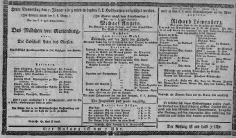 Theaterzettel (Oper und Burgtheater in Wien) 18130107 Seite: 1