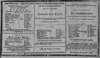 Theaterzettel (Oper und Burgtheater in Wien) 18130111 Seite: 1