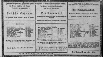 Theaterzettel (Oper und Burgtheater in Wien) 18130118 Seite: 1