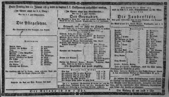 Theaterzettel (Oper und Burgtheater in Wien) 18130122 Seite: 1
