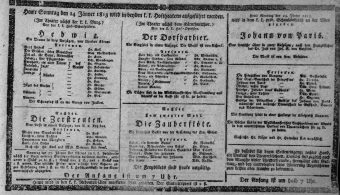 Theaterzettel (Oper und Burgtheater in Wien) 18130124 Seite: 1