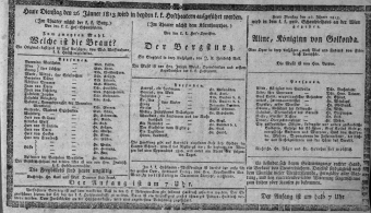 Theaterzettel (Oper und Burgtheater in Wien) 18130126 Seite: 1