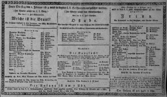 Theaterzettel (Oper und Burgtheater in Wien) 18130202 Seite: 1