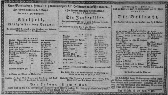 Theaterzettel (Oper und Burgtheater in Wien) 18130207 Seite: 1
