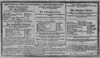 Theaterzettel (Oper und Burgtheater in Wien) 18130209 Seite: 1