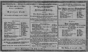 Theaterzettel (Oper und Burgtheater in Wien) 18130211 Seite: 1