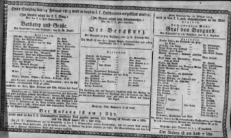 Theaterzettel (Oper und Burgtheater in Wien) 18130214 Seite: 1